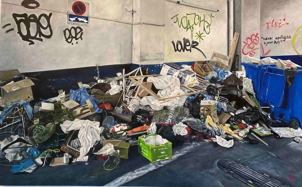 Bert Mertens, Dumping Site, 2020, huile sur toile, 100/160 cm